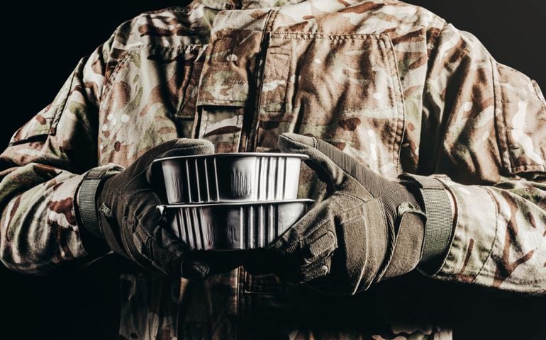 soldier with food