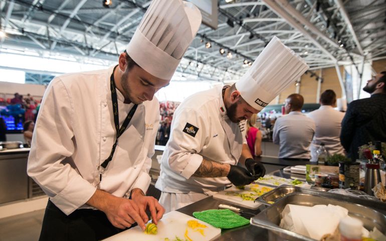 Turin, Italy-June 12, 2018: Bocuse d'Or, the world's most famous international cooking competition in Turin. 20 international chefs face off to win a place in the January world final in Lyon.