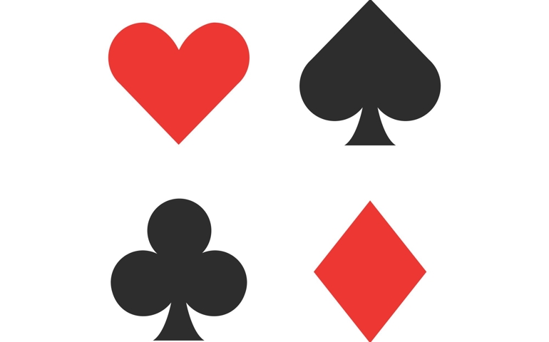 Set of playing card suits isolated on white background