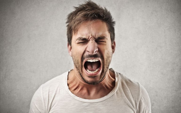 portrait of young angry man
