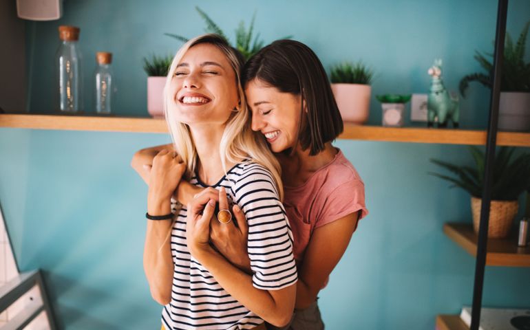 LGBT Lesbian couple love moments happiness concept