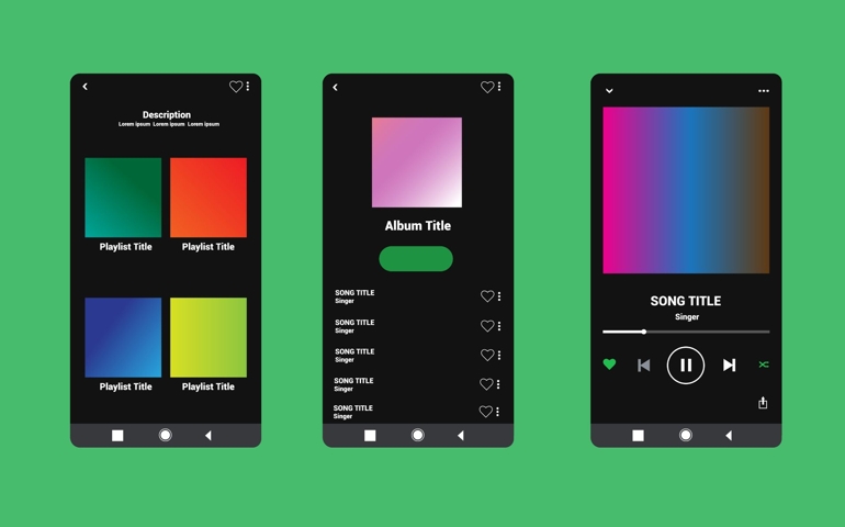 Display application charts for the most popular songs. Spotify Template with green background