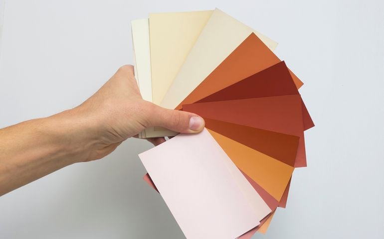 choice of shades of color in hand card with colors