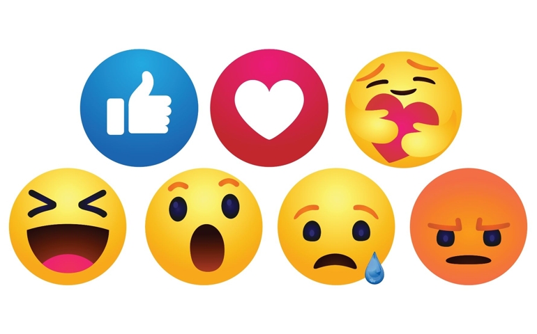 high quality vector round yellow cartoon bubble emoticons comment social media Facebook chat comment reactions, icon template face tear, smile sad, hug love like, Lol, laughter emoji character message