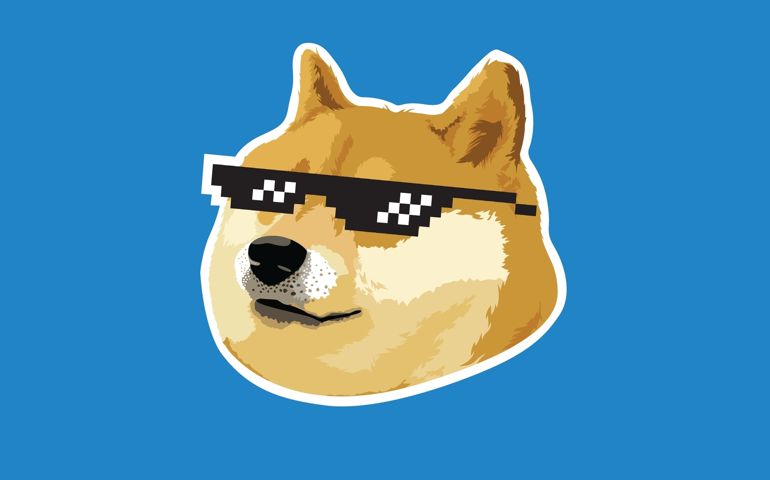 Doge meme dog face only with thug life Glasses