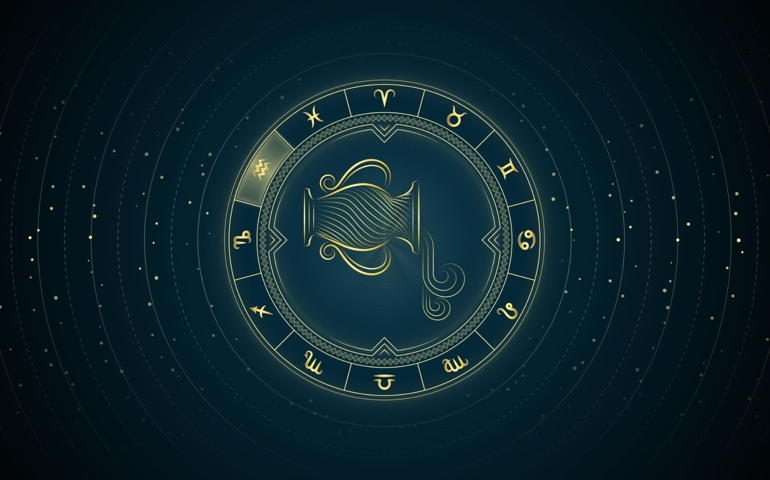 Water-Bearer Aquarius Zodiac Sign, Wheel of Twelve Symbol, Horoscope and Astrology, Fortune-Telling