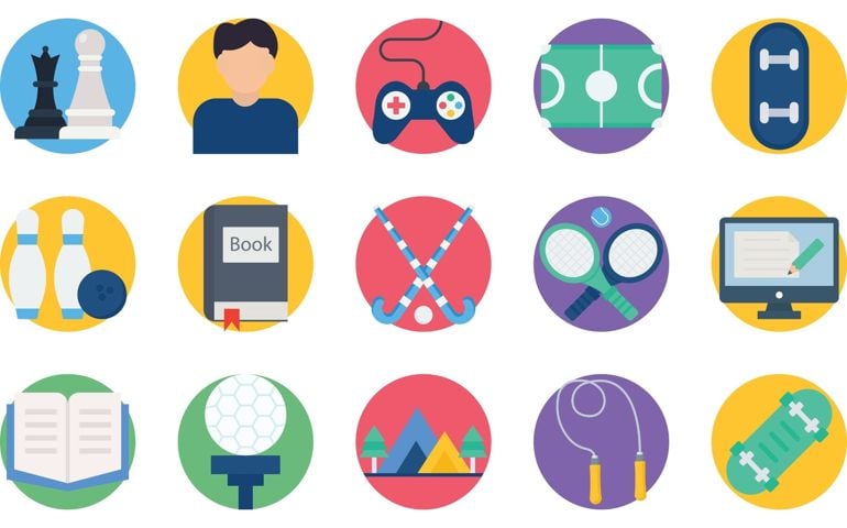 Hobby icons set, collection of Hobby icons pack, activity icons set