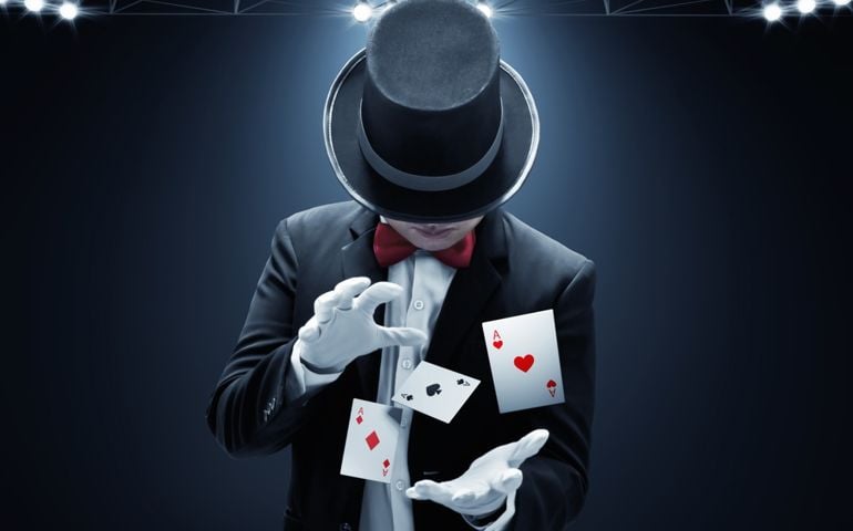 Magician hands showing magic trick