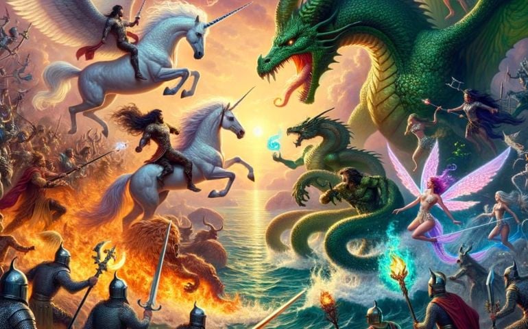 Lots of mythical creatures in the sky