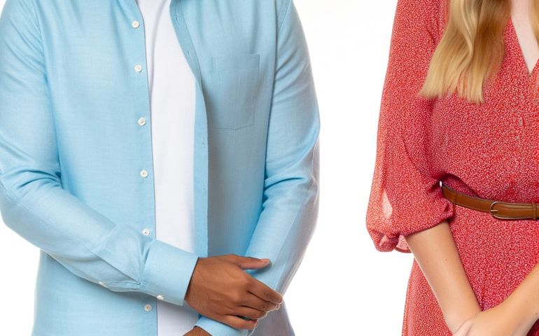 man keeping personal space to girlfriend