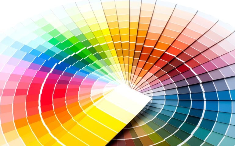 Color palette, guide of paint samples, colored catalog