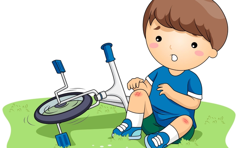 Illustration of a Boy Who Bruised His Knees After He Got into an Accident