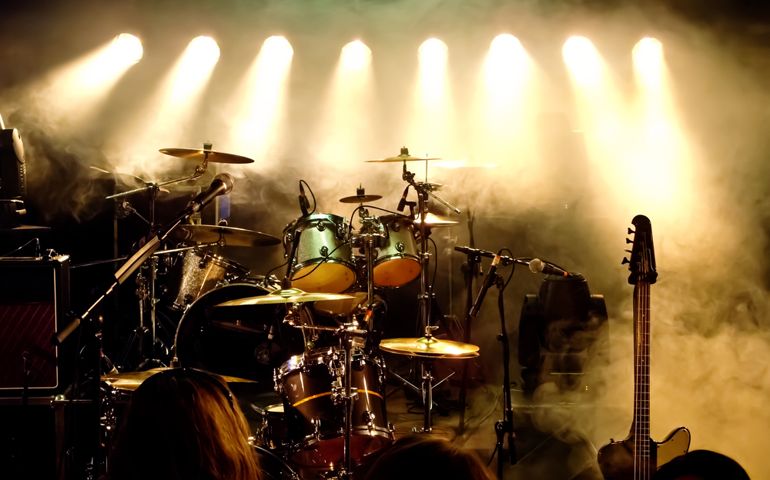 Music Instruments, Drums/Guitar on stage