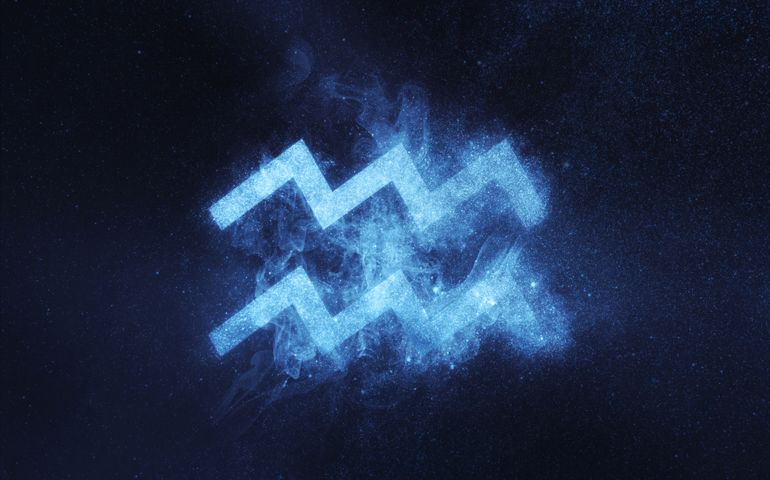 Aquarius Zodiac Sign. Abstract night sky background