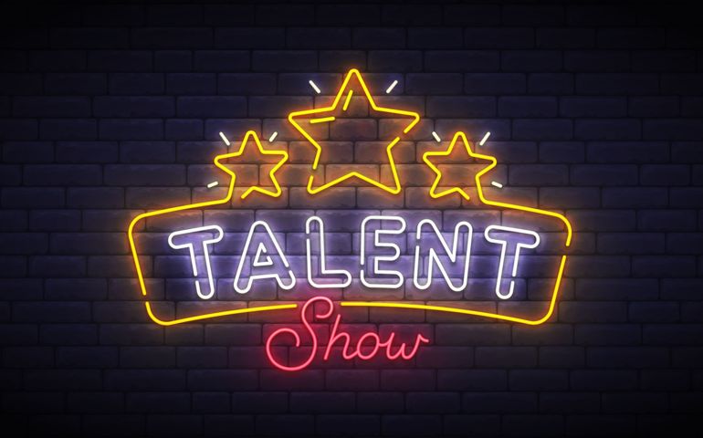Talent Show neon sign, bright signboard, light banner. Talent Show logo neon, emblem.