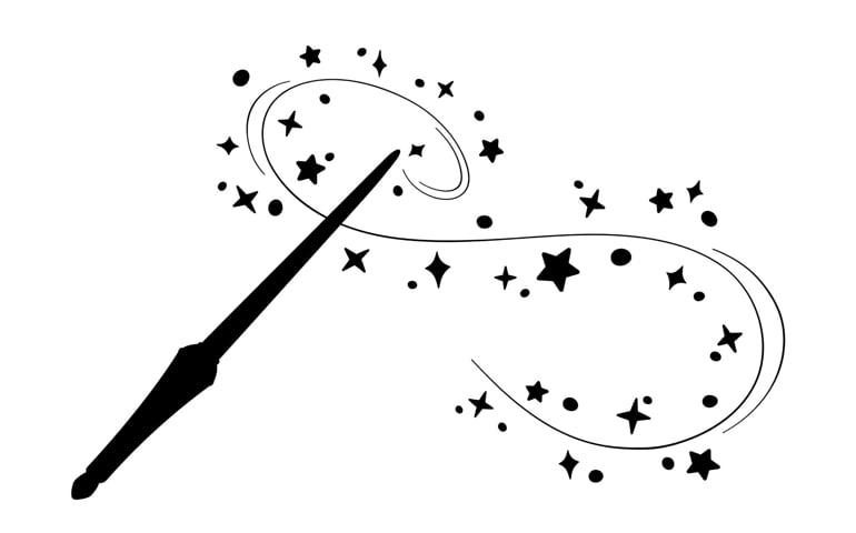 Magic wand silhouette in simple style, vector illustration.