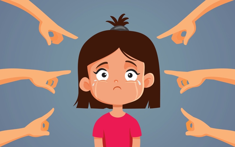 Suffering Crying Girl Being Wrongfully Pointed Out