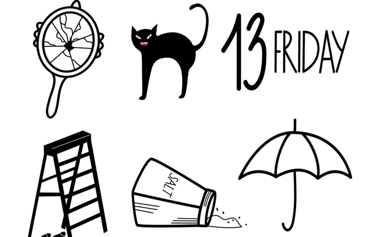A set of symbols of bad luck and superstition