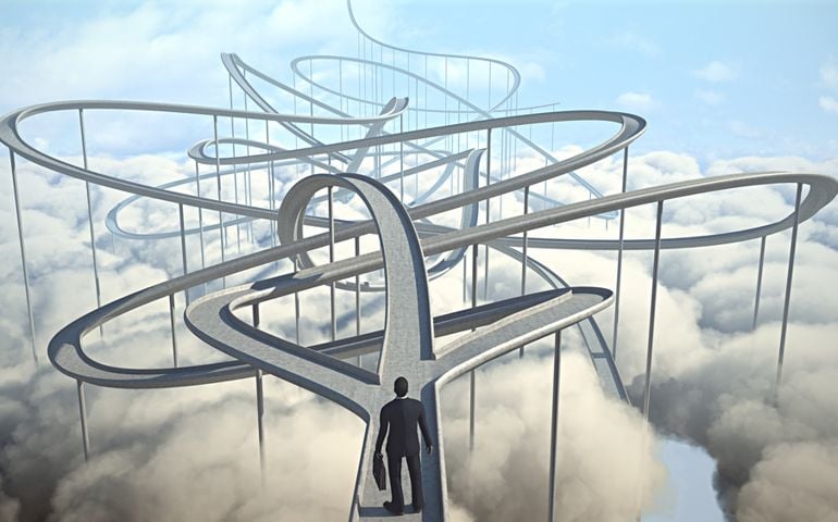 businessman chooses the path strategy