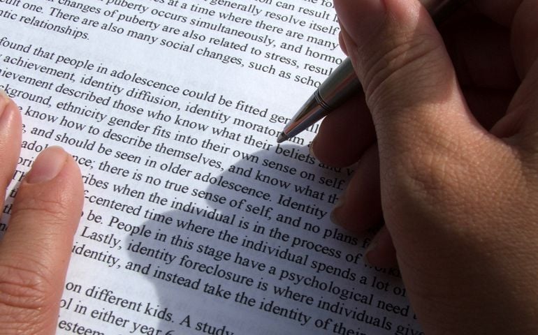Proof reading a typed document