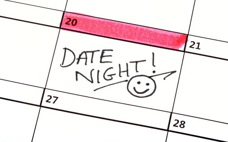 A Date Night Highlighted on a Calendar.