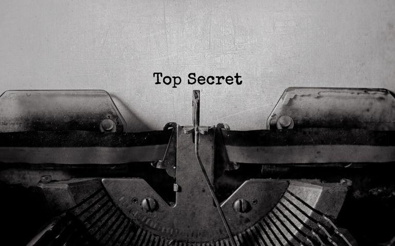 Top Secret typed words on a Vintage Typewriter