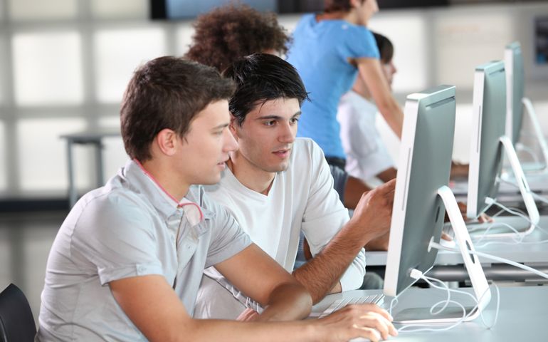 Group of young people in business training
