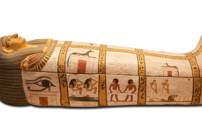 Egyptians sarcophagus isolated with clipping path