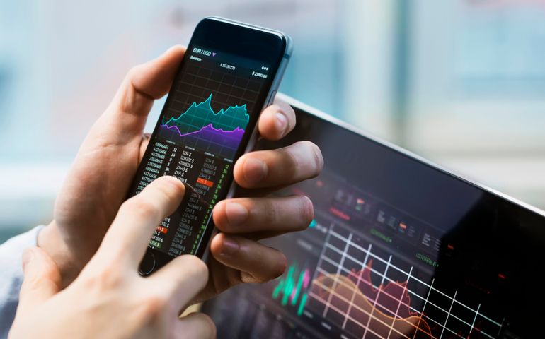 Business man holding phone