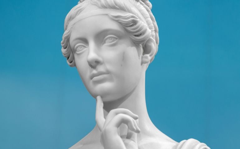 White marble head of young woman