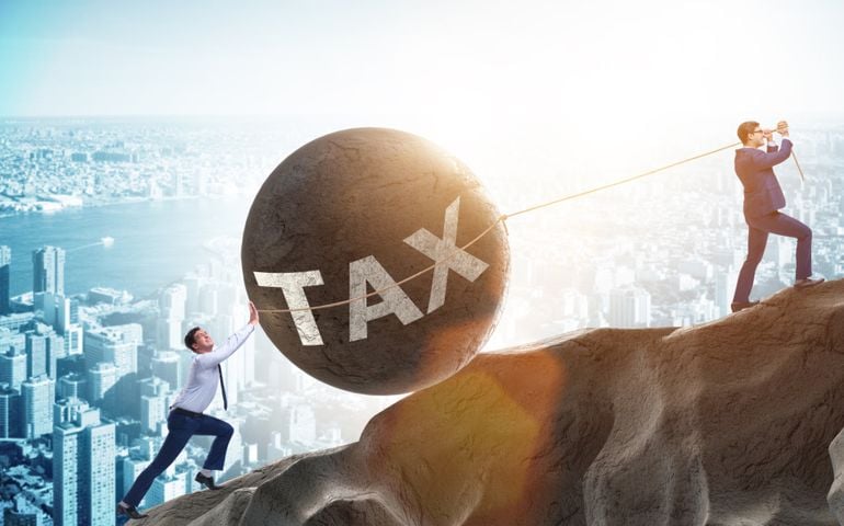 Business concept of tax payments burden