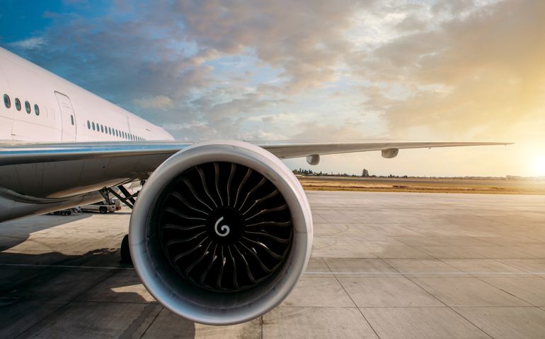 Upcoming vacation, plane waiting for passengers.