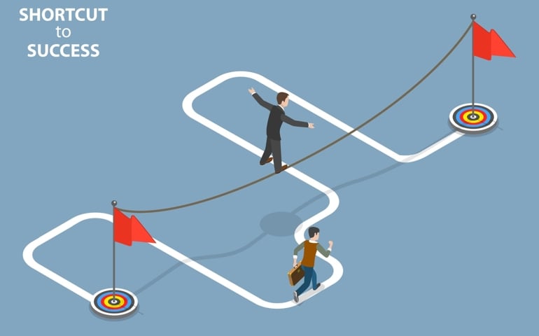3D Isometric Flat Vector Conceptual Illustration of Shortcut To Success, Simple Solution