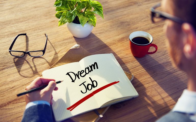 Businessman with Note About Dream Job Concepts