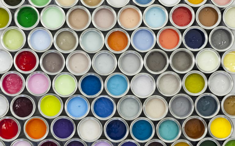 Colorful sample paint pots