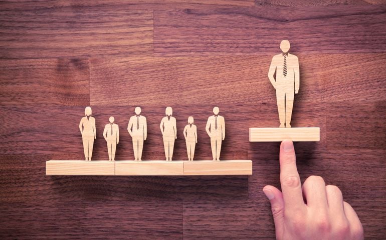 Successful team leader (manager, CEO, market leader) and another business leading concepts. Standing out from the crowd.