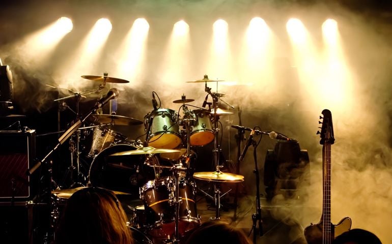 Music Instruments, Drums/Guitar on stage