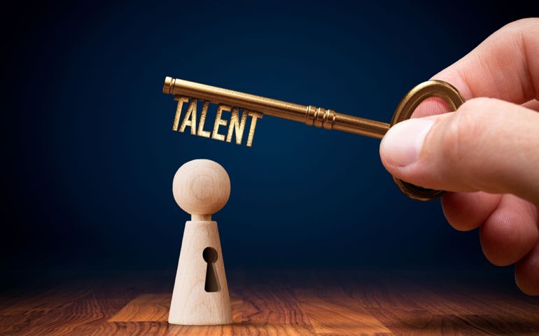 Key to unlock and open your talent and potential. Mentor, coach and another leading person has a key to open hidden talent. Talented human resources are very important for company success.