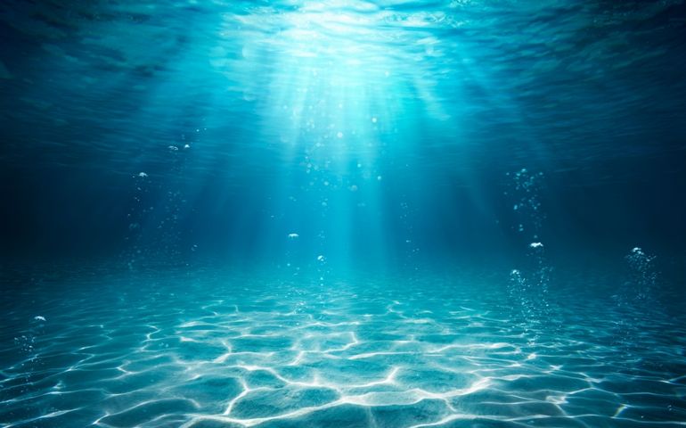 Underwater Sea - Deep Abyss With Blue Sun light