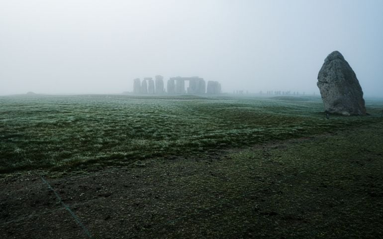 Fog Stonehenge in the distance