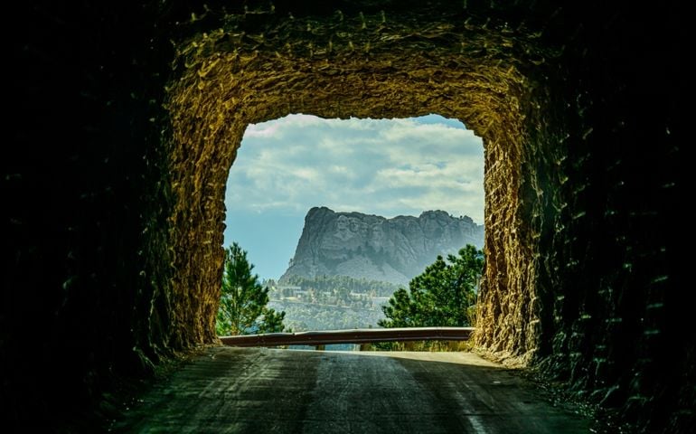View of Mt Rushmore through Tunnel